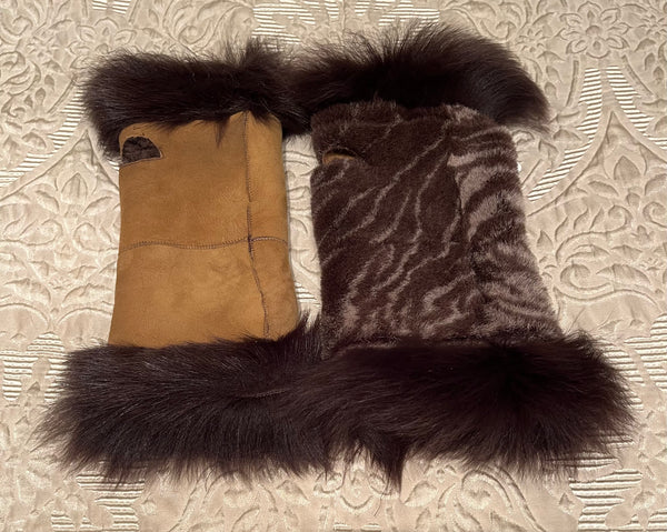 Wrist warmers in sheepskin - longer