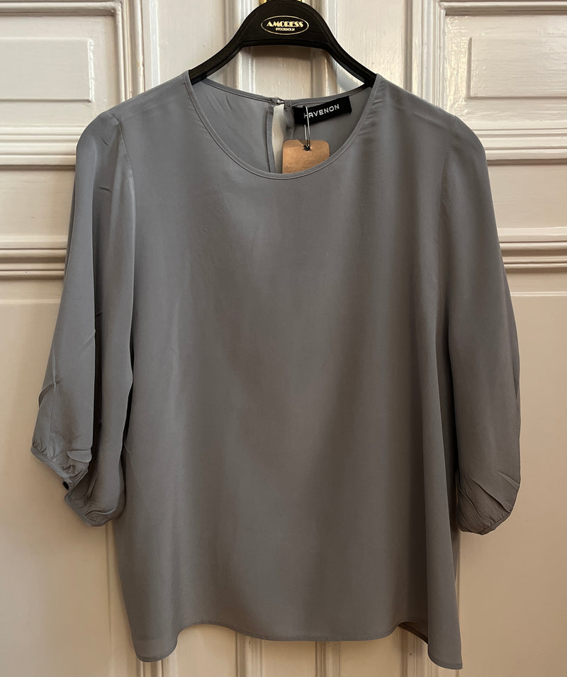 Blouse in 100% Mulberry Silk with balloon sleeves
