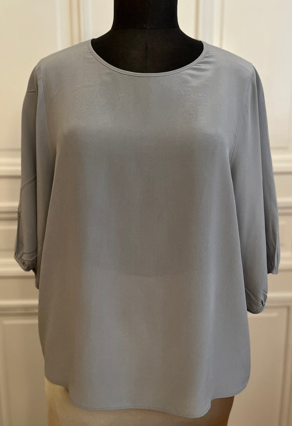 Blouse in 100% Mulberry Silk with balloon sleeves
