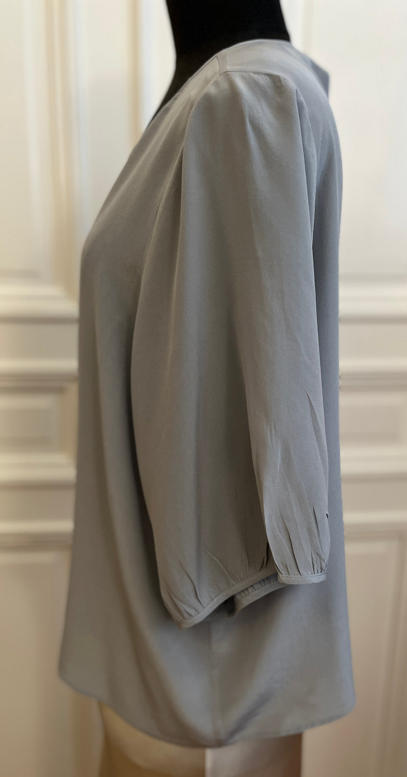 Blouse in 100% Mulberry Silk with balloon sleeves