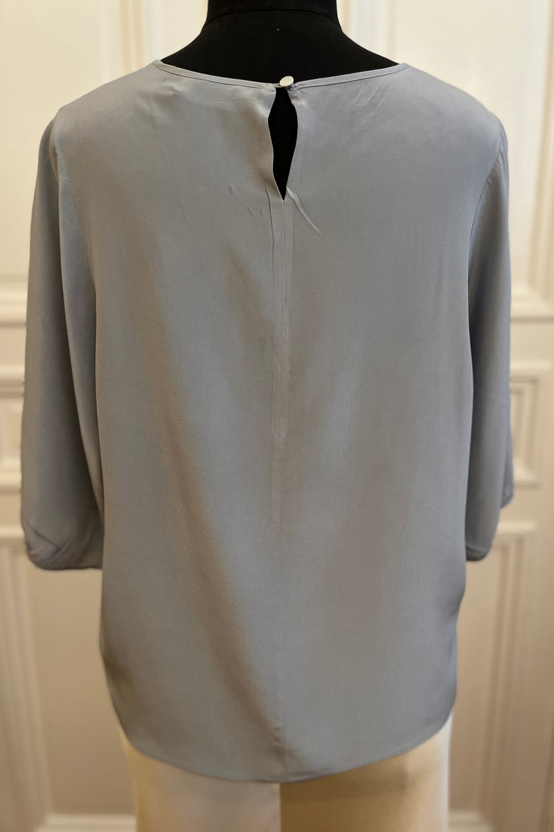 Blouse in 100% Mulberry Silk with balloon sleeves