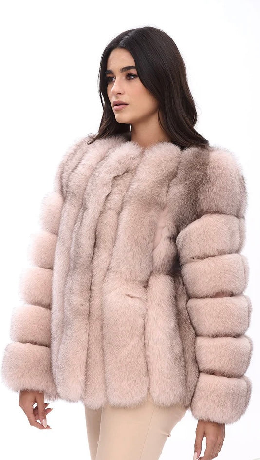 Räv Jacka med skinnen både vertikalt och horisontalt