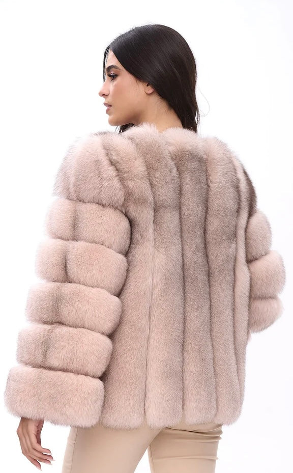 Räv Jacka med skinnen både vertikalt och horisontalt