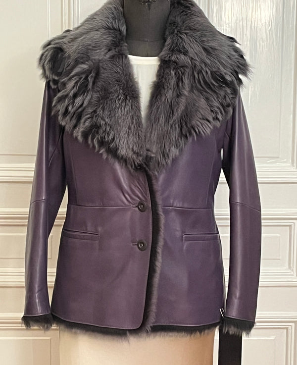 Suede or Leather jacket with shearling collar