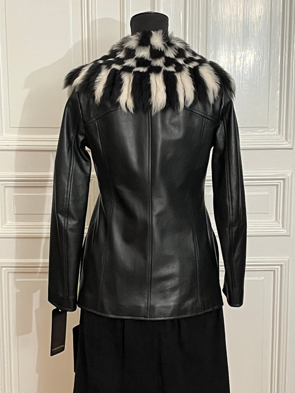 The Chess leather jacket with shearling collar