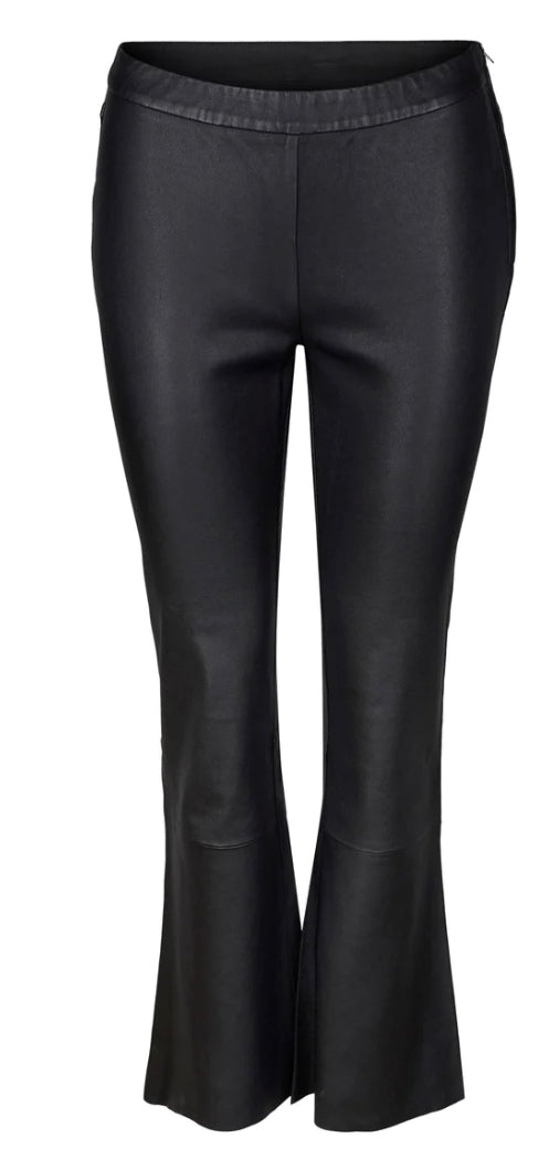 Leather trousers with bootcut